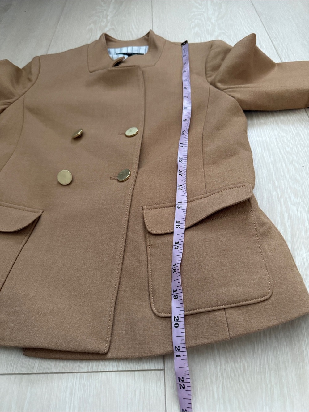 Ann Taylor Tan Double-Breasted Blazer with Gold Buttons - Picture 5 of 10